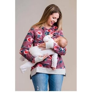 Latched Mama Loose Fit Floral Breastfeeding Hoodie size Medium